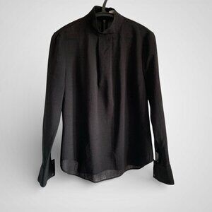 Cefinn black crepe mock neck top, Size 6